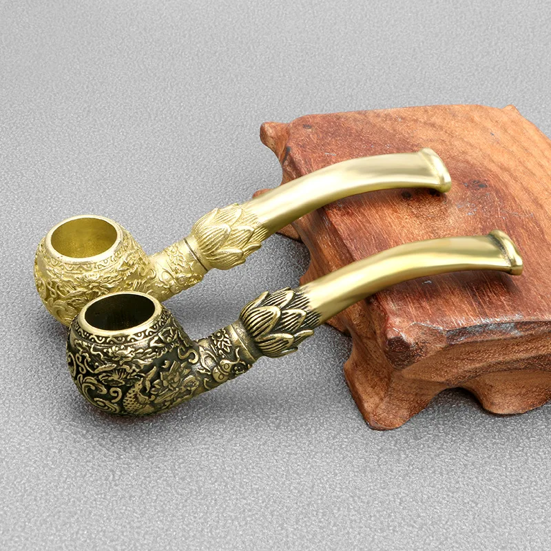 Vape Decoration - Антикварный резной карп, латунная трубка, медный